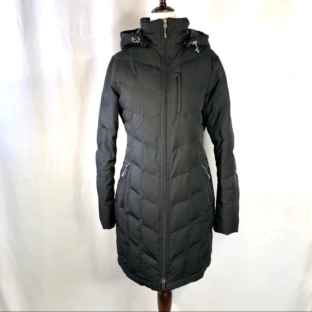 Lands’ End midi down puffer jacket with hood XS